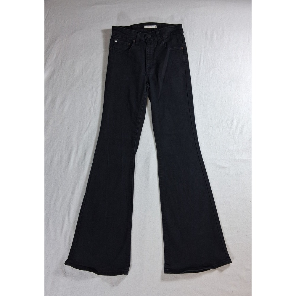 Levi's 726 Flare Jeans Black Dark Wash Women's W27 L32 Stretch Flare